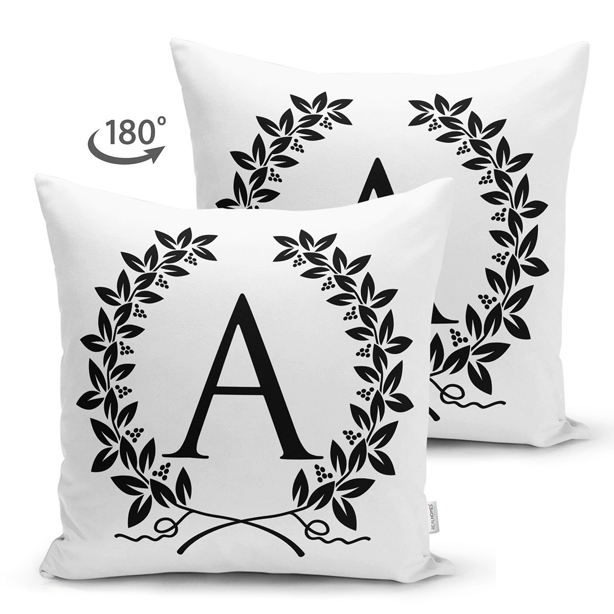 Suet-K9719-Siyah-Beyaz-Celenkli-A-Harfi-Ozel-Tasarim-Modern-Suet-Yastik-Kirlent-Kilifi-1