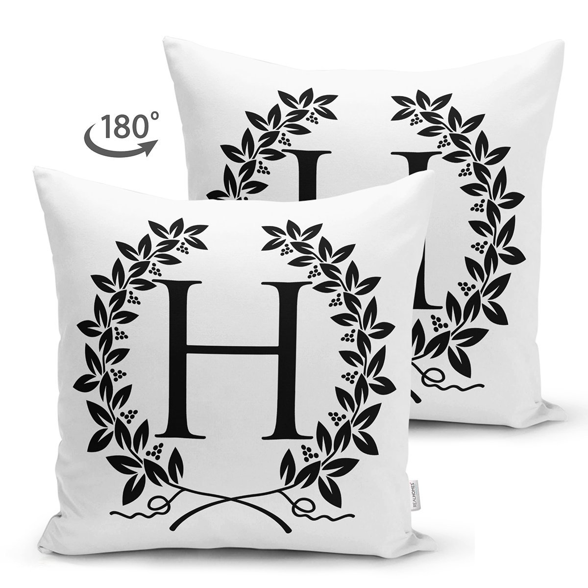 Suet-K9727-Siyah-Beyaz-Celenkli-H-Harfi-Ozel-Tasarim-Modern-Suet-Yastik-Kirlent-Kilifi-1