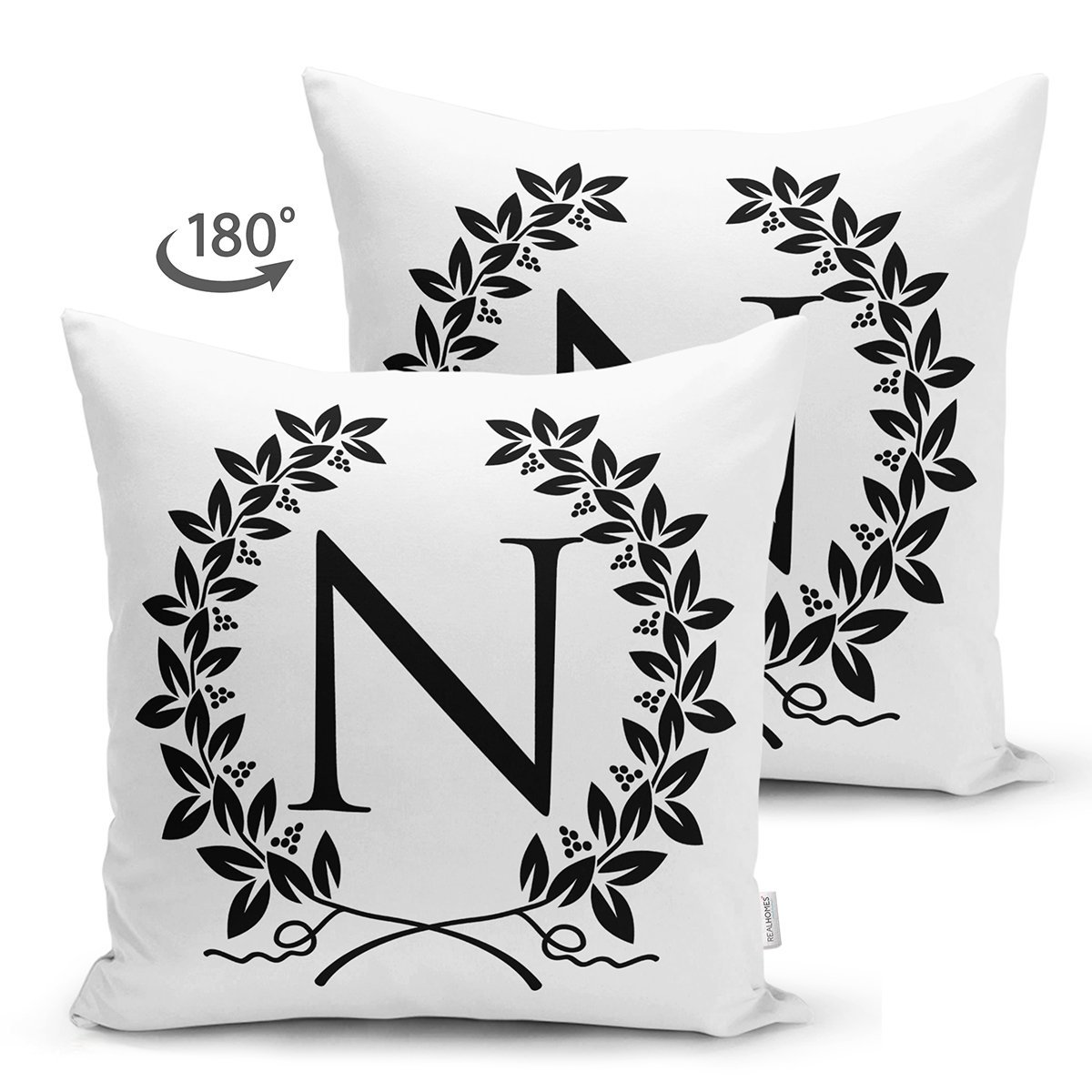 Suet-K9734-Siyah-Beyaz-Celenkli-N-Harfi-Ozel-Tasarim-Modern-Suet-Yastik-Kirlent-Kilifi-1