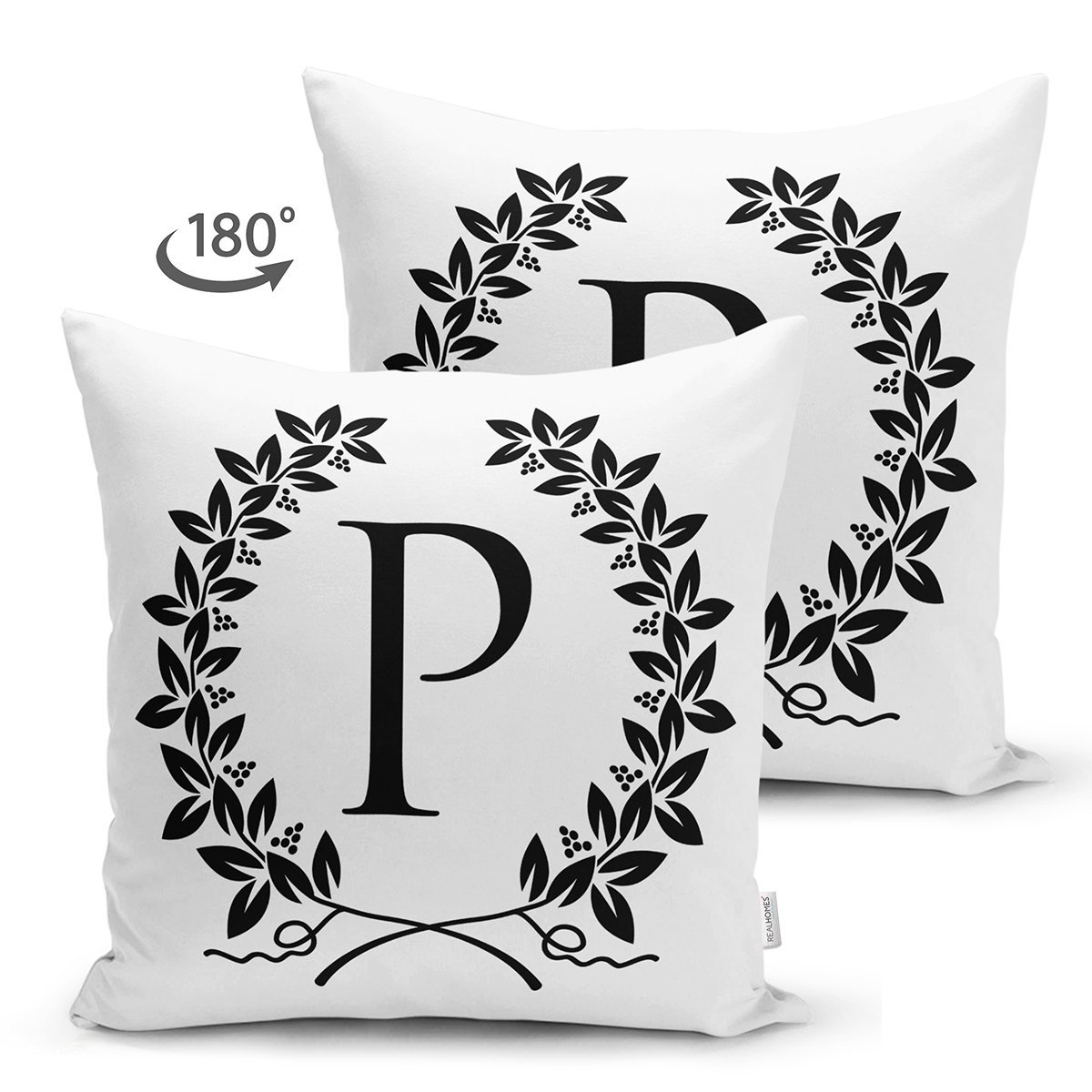 Suet-K9737-Siyah-Beyaz-Celenkli-P-Harfi-Ozel-Tasarim-Modern-Suet-Yastik-Kirlent-Kilifi-1