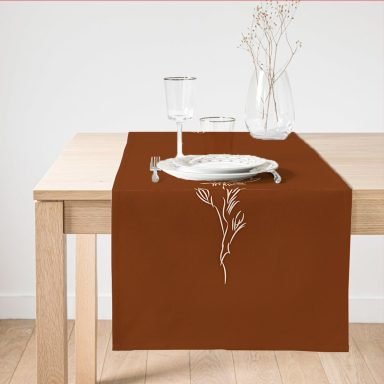 Kahve Zemin Minimalist Çizimli Dijital Baskılı Modern Süet Runner