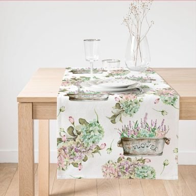 Flower & Çiçek Demetleri Özel Tasarım Dijital Baskılı Dekoratif Süet Runner