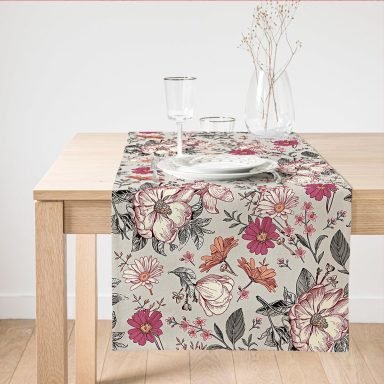 Papatya & Gül Tasarımlı Dijital Baskılı Modern Süet Runner