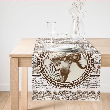 Karakalem Çiçek & Yazı & Portre Desenli Dijital Baskılı Modern Süet Runner