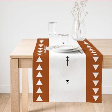 Kahve & Beyaz Zemin Etnik Figürlü Bohem Desenli Dijital Baskılı Modern Süet Runner