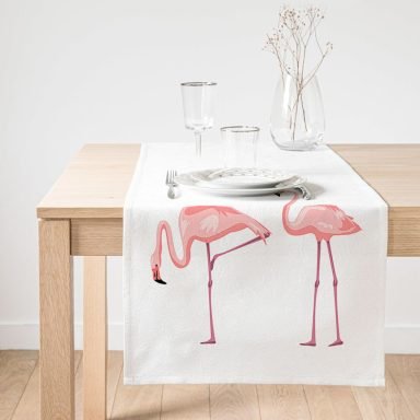 Realhomes Pembe Flamingo Desenli Dijital Baskılı Süet Runner