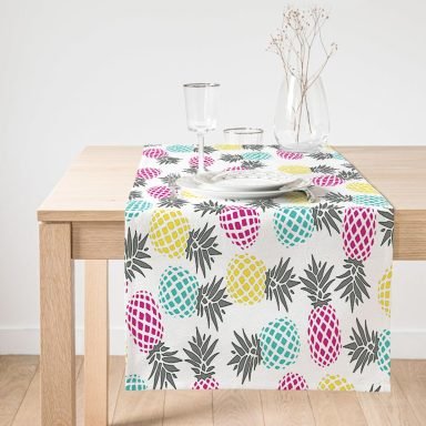 Realhomes Renkli Ananas Desenli Dijital Baskılı Süet Runner