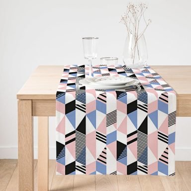 Realhomes Modern Geometrik Desenli Dijital Baskılı Süet Runner