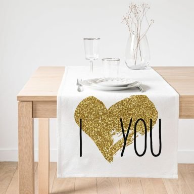 Realhomes I Love You Aşk Temalı Dijital Baskılı Modern Süet Runner