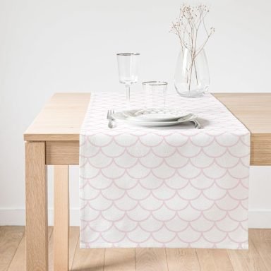 Realhomes Pembe Geometrik Desenli Dijital Baskılı Dekoratif Süet Runner
