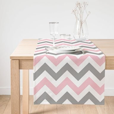 Realhomes Modern Renkli Zigzag Desenli Dijştal Baskılı Süet Runner