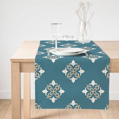 Realhomes Damask Desen Motifli Dekoratif Süet Runner