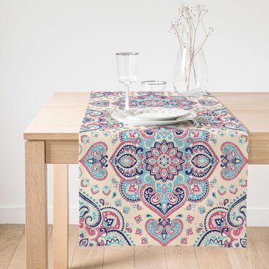 Realhomes Damask Desen Motifli Dekoratif Süet Runner