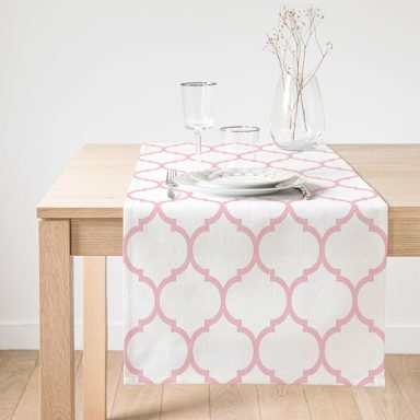 Realhomes Pembe Renkli Ogea Desenli Dijital Baskılı Modern Tasarım Süet Runner