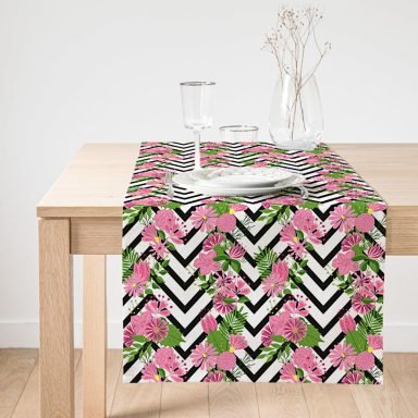 Realhomes Zigzag Zebra Desenli Ogea Desenli Dekoratif Süet Runner