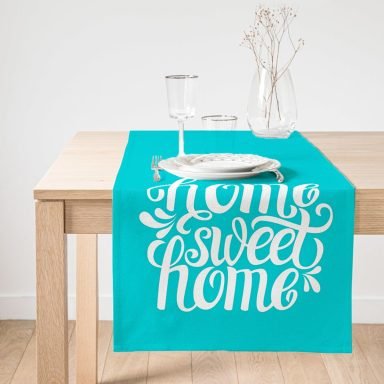 Realhomes Home Sweet Home Dijital Baskılı Dekoratif Süet Runner