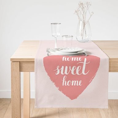 Realhomes Home Sweet Home Dijital Baskılı Dekoratif Süet Runner