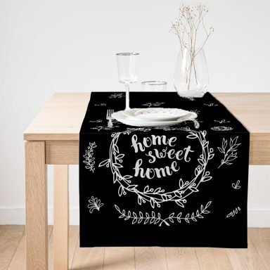 Realhomes Home Sweet Home Dijital Baskılı Dekoratif Süet Runner