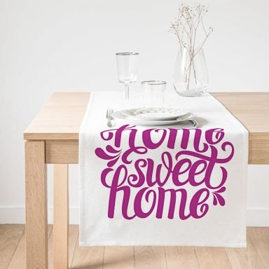 Realhomes Eflatun Home Sweet Home Dijital Baskılı Süet Runner