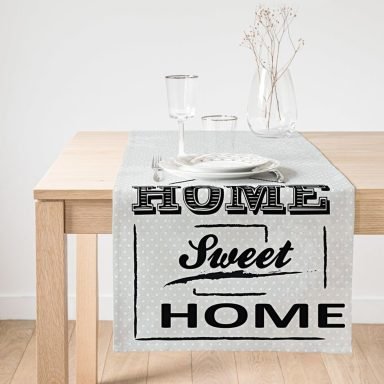 Realhomes Home Sweet Home Dijital Baskılı Dekoratif Süet Runner