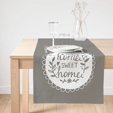 Realhomes Home Sweet Home Dijital Baskılı Dekoratif Süet Runner