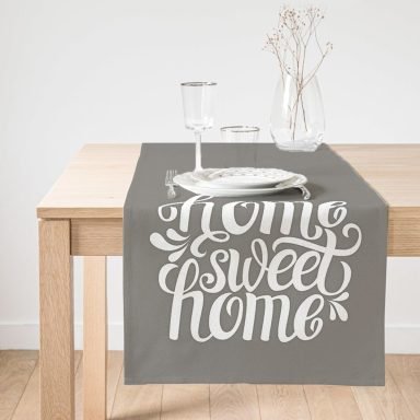 Realhomes Home Sweet Home Dijital Baskılı Dekoratif Süet Runner