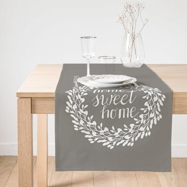 Realhomes Home Sweet Home Dijital Baskılı Dekoratif Süet Runner