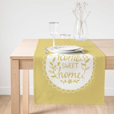 Realhomes Home Sweet Home Dijital Baskılı Dekoratif Süet Runner
