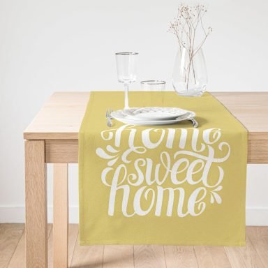 Realhomes Home Sweet Home Dijital Baskılı Dekoratif Süet Runner