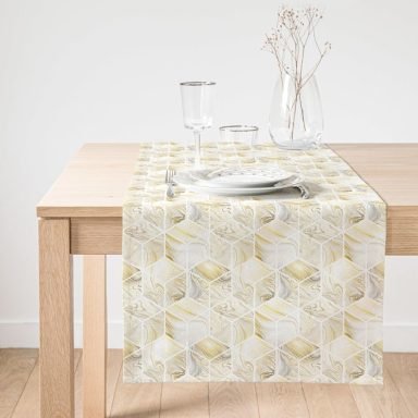 Realhomes Geometrik Mermer Zeminli Modern Süet Runner