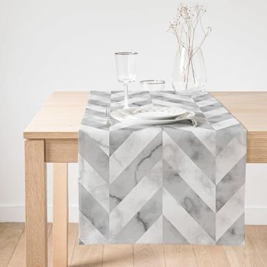 Realhomes Geometrik Desenli Mermer Zeminli Modern Özel Tasarım Süet Runner