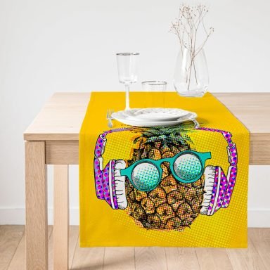 Realhomes Summer Ananas Tasarımlı Dekoratif Özel Tasarım Süet Runner