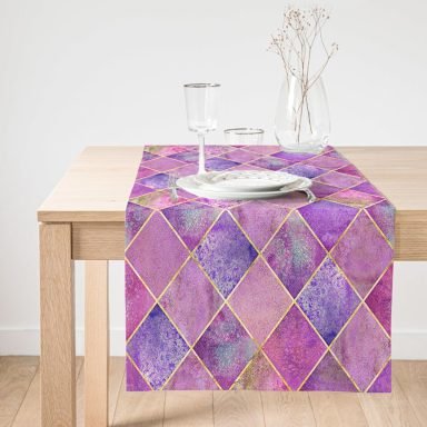 Realhomes Geometrik Açık Pudra Renkli Modern Süet Runner