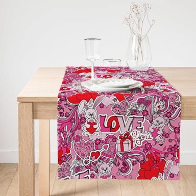 Realhomes Pembe Zeminli Love You Temalı Modern Süet Runner