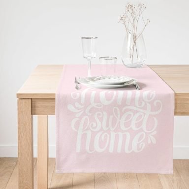 Realhomes Home Sweet Home Dijital Baskılı Dekoratif Süet Runner