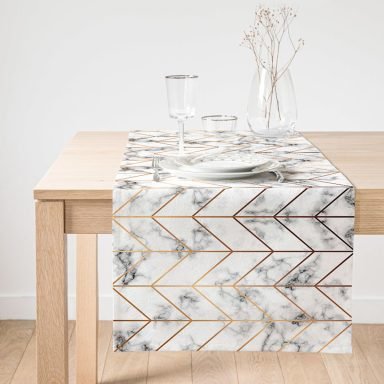 Realhomes Mermer Zeminli Geometrik Desenli Modern Özel Tasarım Süet Runner