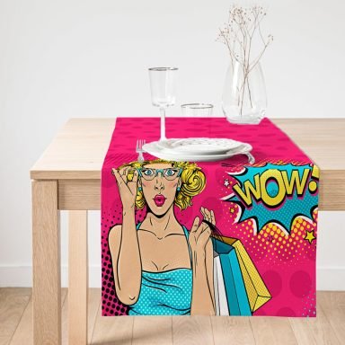 Realhomes Pempe Pop Art Wow Tasarımlı Dekoratif Özel Tasarım Süet Runner
