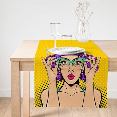 Realhomes Sarı Puanlı Popart Desenli Dekoratif Özel Tasarım Süet Runner
