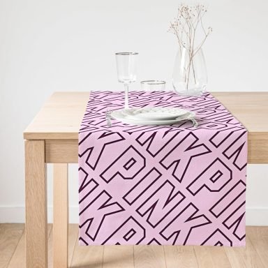 Realhomes Açık Pempe Pink Yazılı Modern Dekoratif Süet Runner