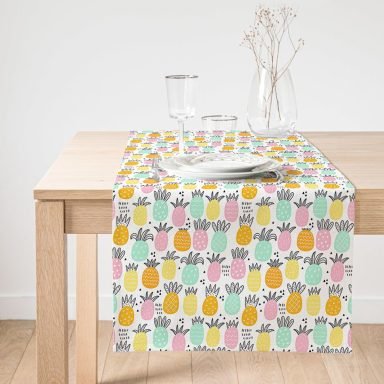 Realhomes Pastel Renkte Ananas Motifli Modern Süet Runner