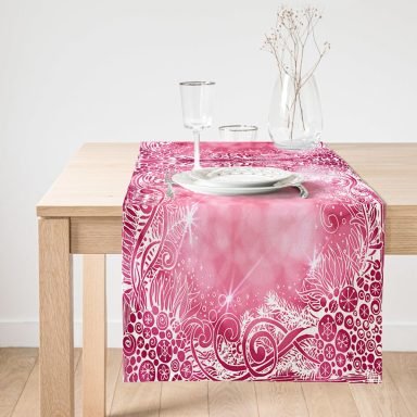 Realhomes Pembe Zeminli Dijital Baskılı Modern Süet Runner
