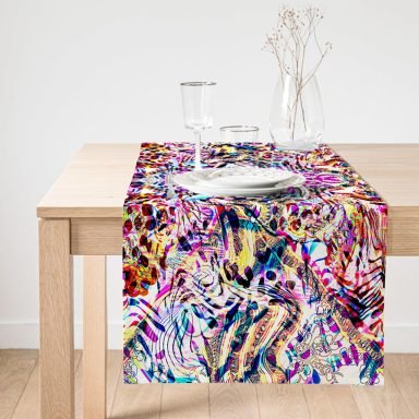 Realhomes Renkli Leopar Desenli Dijtal Baskılı Modern Süet Runner