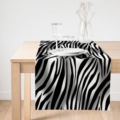 Realhomes Zebra Desenli Dijital Baskılı Modern Süet Runner