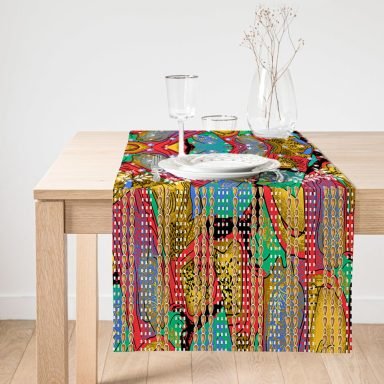Realhomes Multi Colar Dijital Baskılı Modern Süet Runner