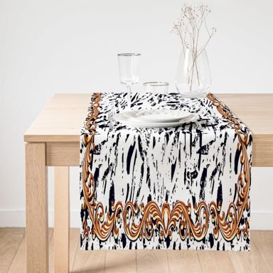Realhomes Zebra Motifli Özel Tasarım Dijital Baskılı Modern Süet Runner