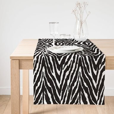 Realhomes Zebra Desenlii Özel Tasarım Dijital Baskılı Modern Süet Runner
