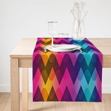 Realhomes Renkli Zigzag Desenli Dijital Baskılı Modern Süet Runner
