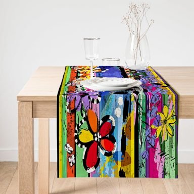 Realhomes Multi Color Özel Tasarım Dijital Baskılı Modern Süet Runner