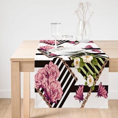 Realhomes Özel Tasarım Dijital Baskılı Modern Süet Runner