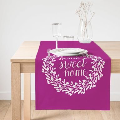 Realhomes Home Sweet Home Dijital Baskılı Dekoratif Süet Runner